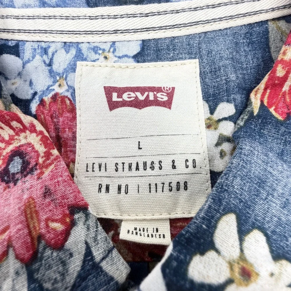 Levi's Men's L Castillo Short Sleeve Button Up Shirt Castillo‎ Dress Blue Floral
